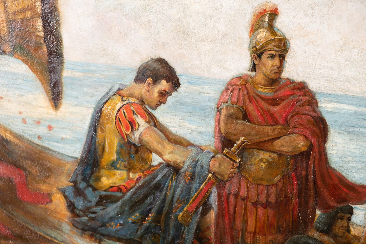 Antonius och Kleopatras flykt från slaget vid Actium, ca 1897 (olja på duk) av Agnes Pringle