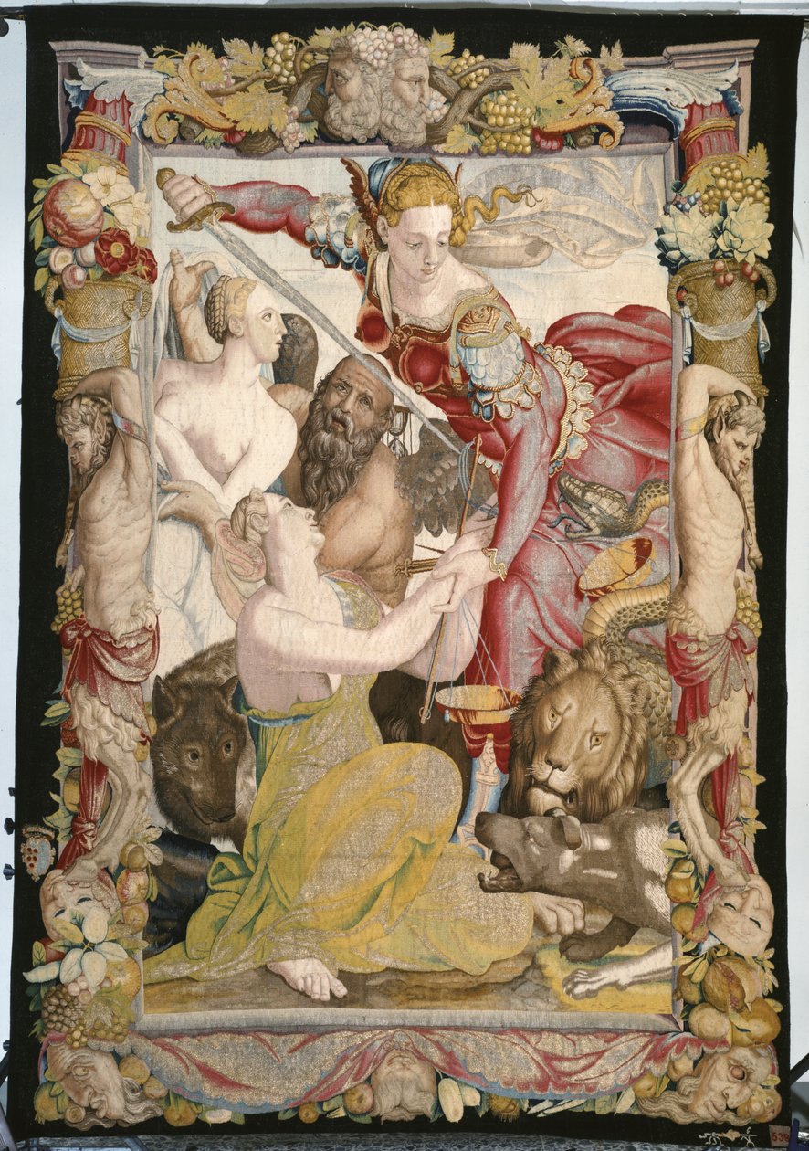 Rättvisa som ger oskuld av Agnolo (after) Bronzino