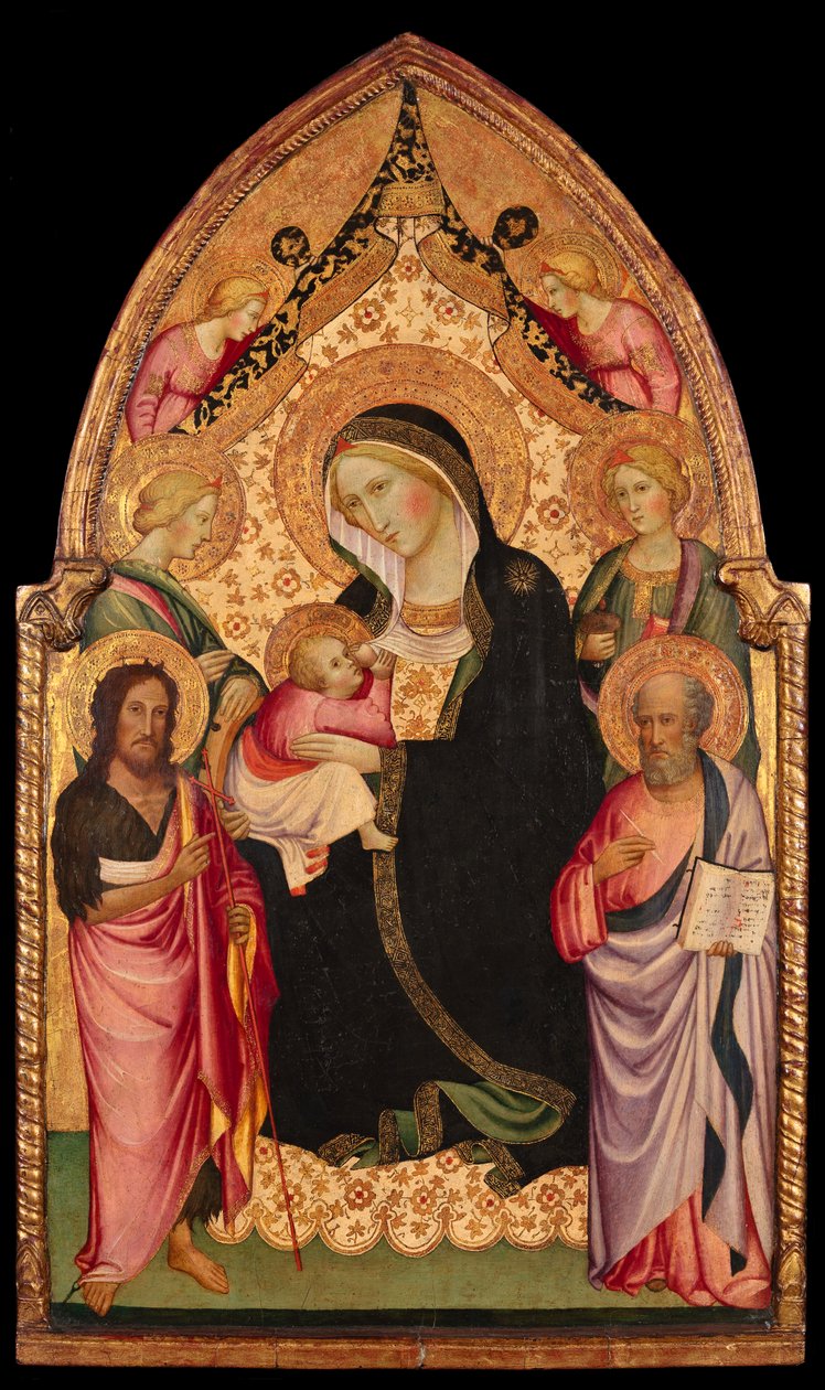 Ödmjukhetens Madonna med helgon och änglar av Agnolo (circle of) Gaddi