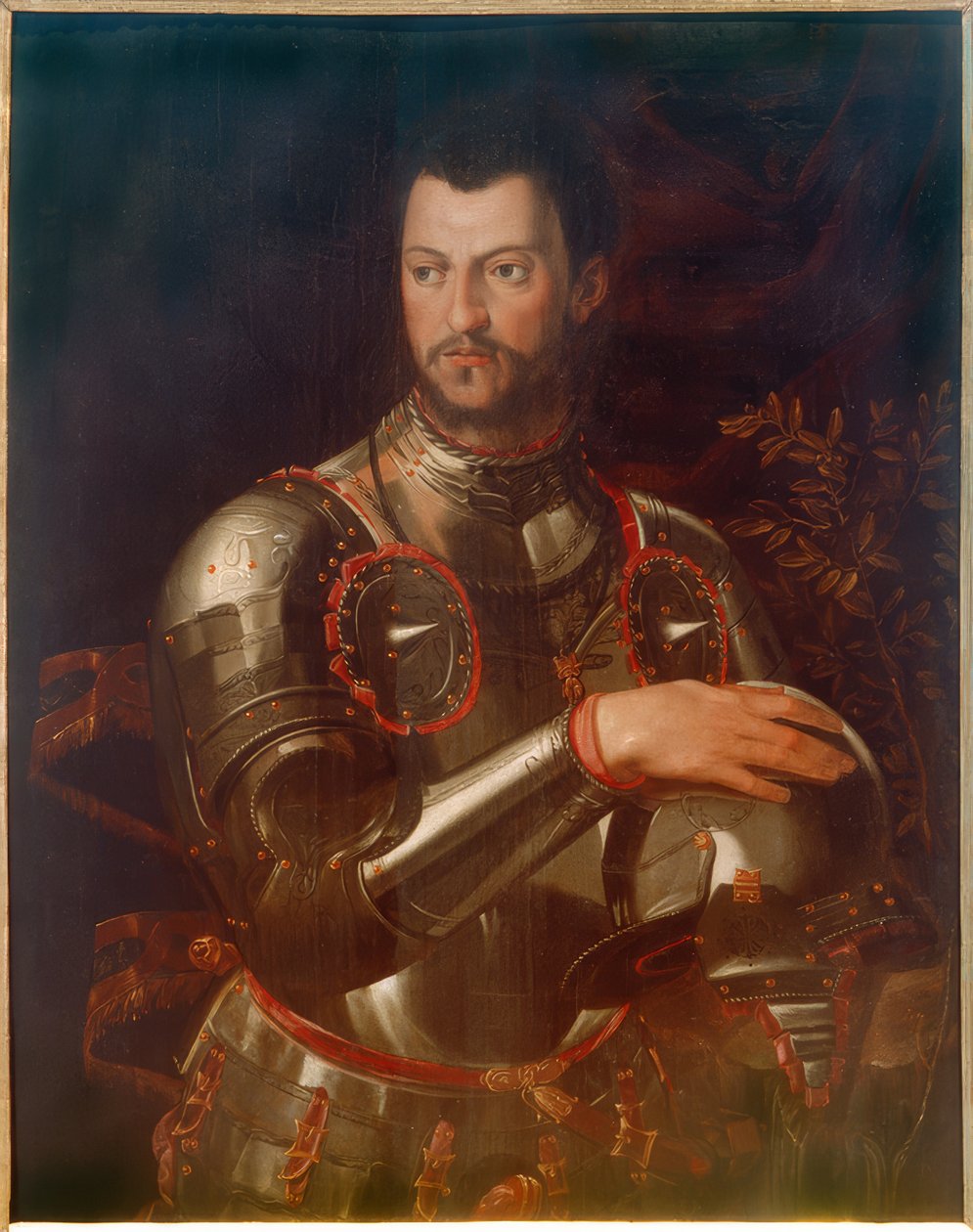 Porträtt av hertig Cosimo I i rustning av Agnolo Bronzino