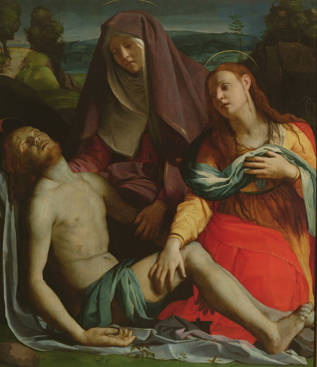 Död Kristus mellan Jungfrun och Maria Magdalena av Agnolo Bronzino