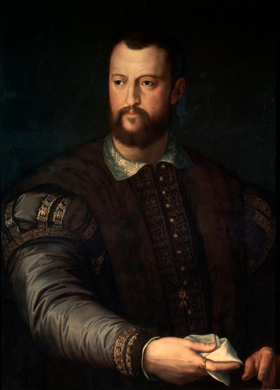 Porträtt av storhertigen av Toscana Cosimo I de Medici, 1519-1574, efter 1560. av Agnolo Bronzino