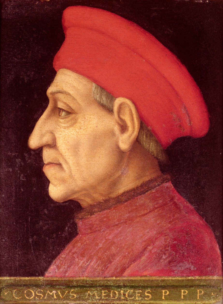 Postumt porträtt av Cosimo av Giovanni de Medici, ca 1565-69 (olja på plåt) av Agnolo Bronzino