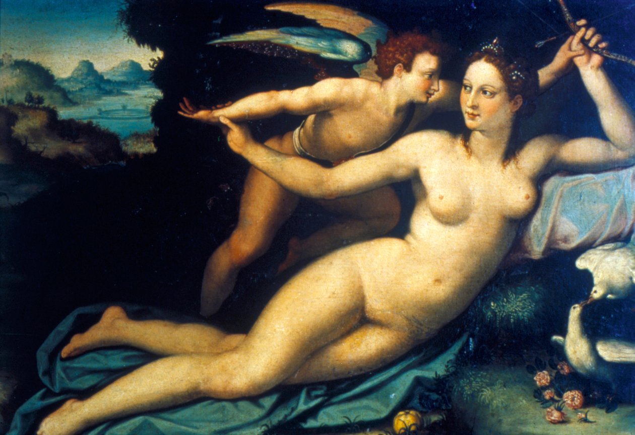 Venus och Amor, mitten av 1500-talet av Agnolo Bronzino