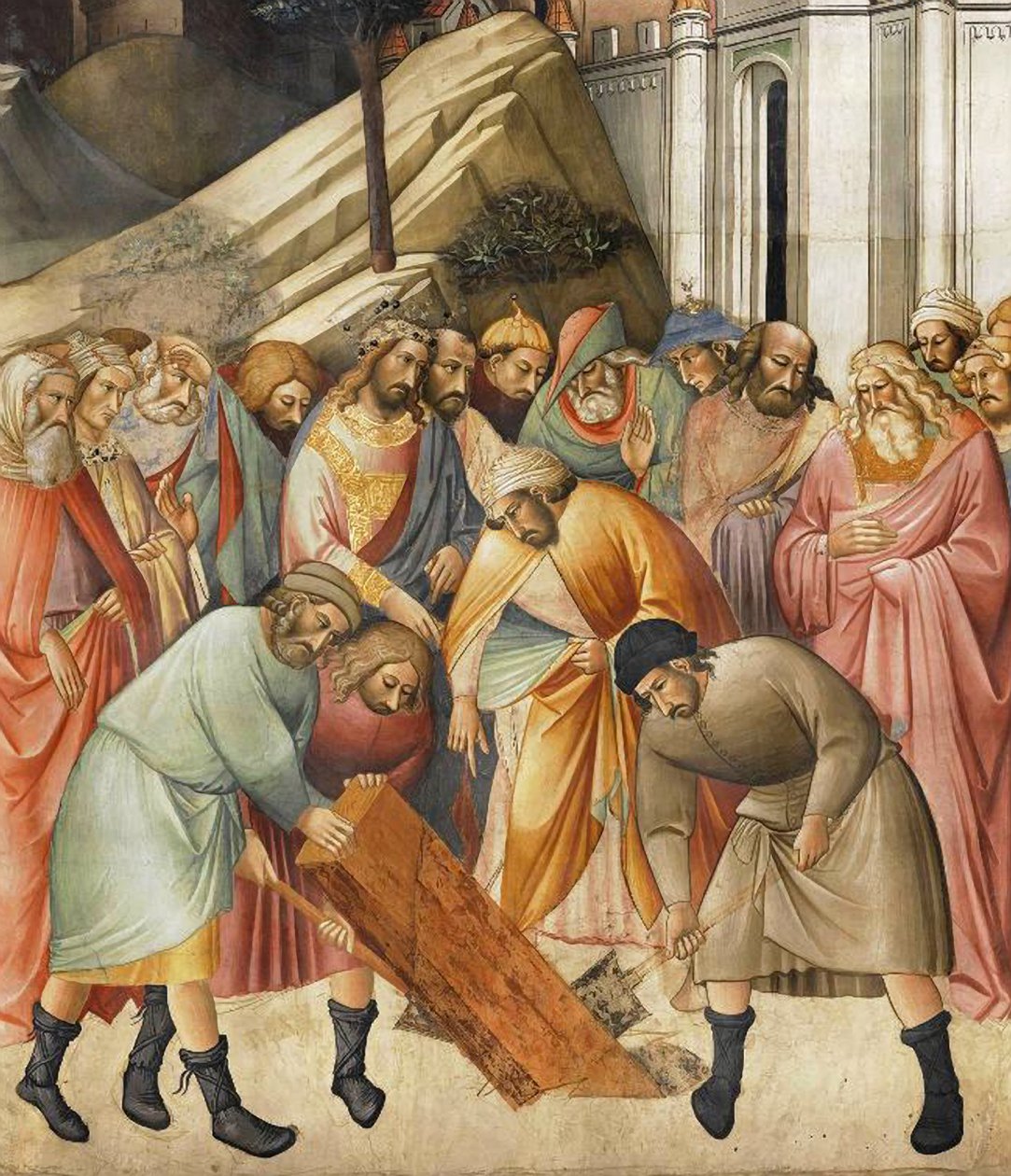 Kung Salomo begraver en av korsets bjälkar, c.1380 av Agnolo Gaddi