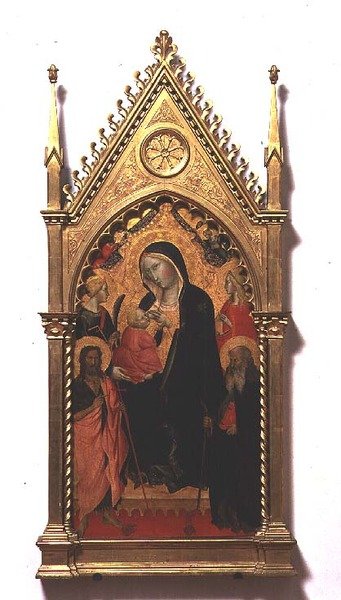 Madonna del Latte med helgon (tempera på panel) av Agnolo Gaddi