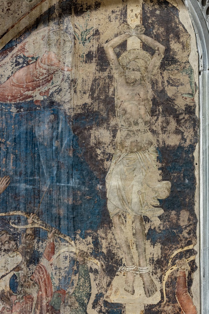 Martyrdom of St. Sebastian, detalj (fristående fresk) av Agnolo Gaddi