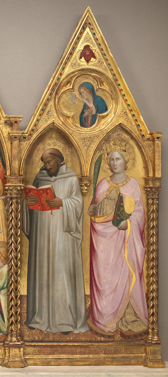 Sankt Bernard och Sankta Katarina av Alexandria med Jungfrun av bebådelsen [höger panel] av Agnolo Gaddi