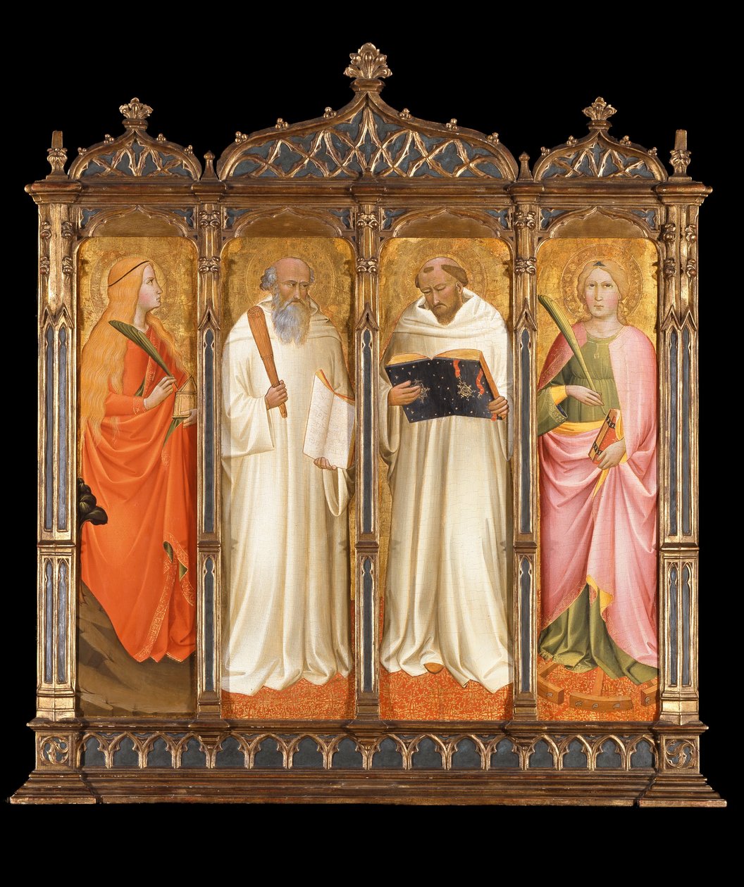 De heliga Maria Magdalena, Benedictus, Bernard av Clairvaux och Katarina av Alexandria, ca 1380 av Agnolo Gaddi