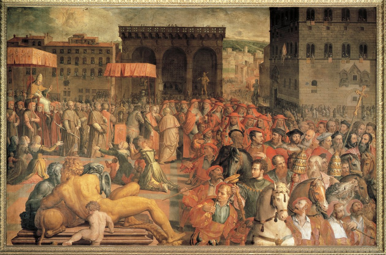 Italien, Florens, påven Leo X (Giovanni de Medici) återvänder till Florens efter sitt val. av Agnolo Bronzino