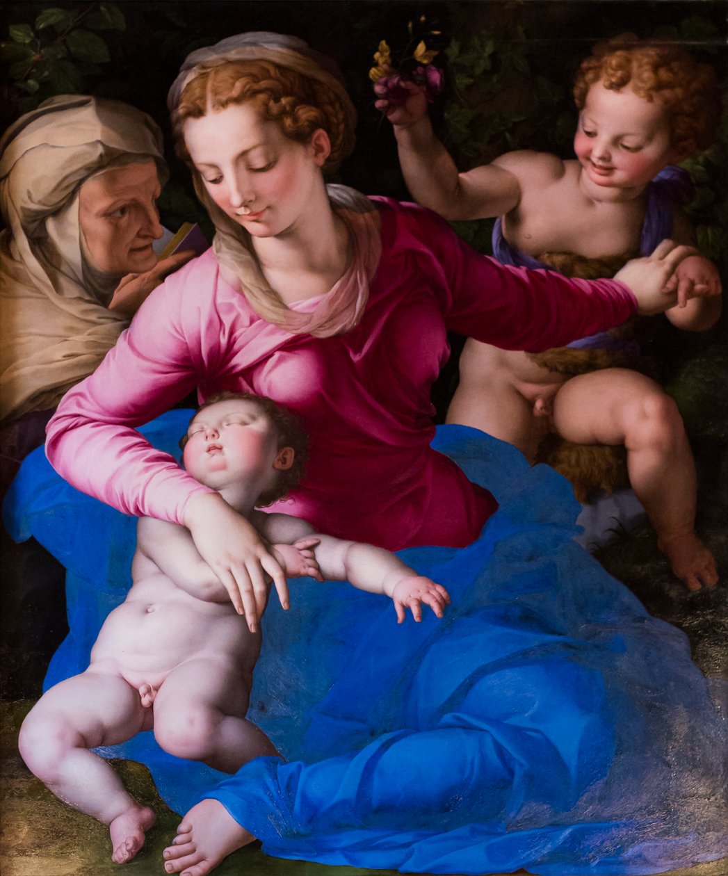Madonna och sovande barn, Saint Elizabeth och Saint Giovannino av Agnolo Bronzino