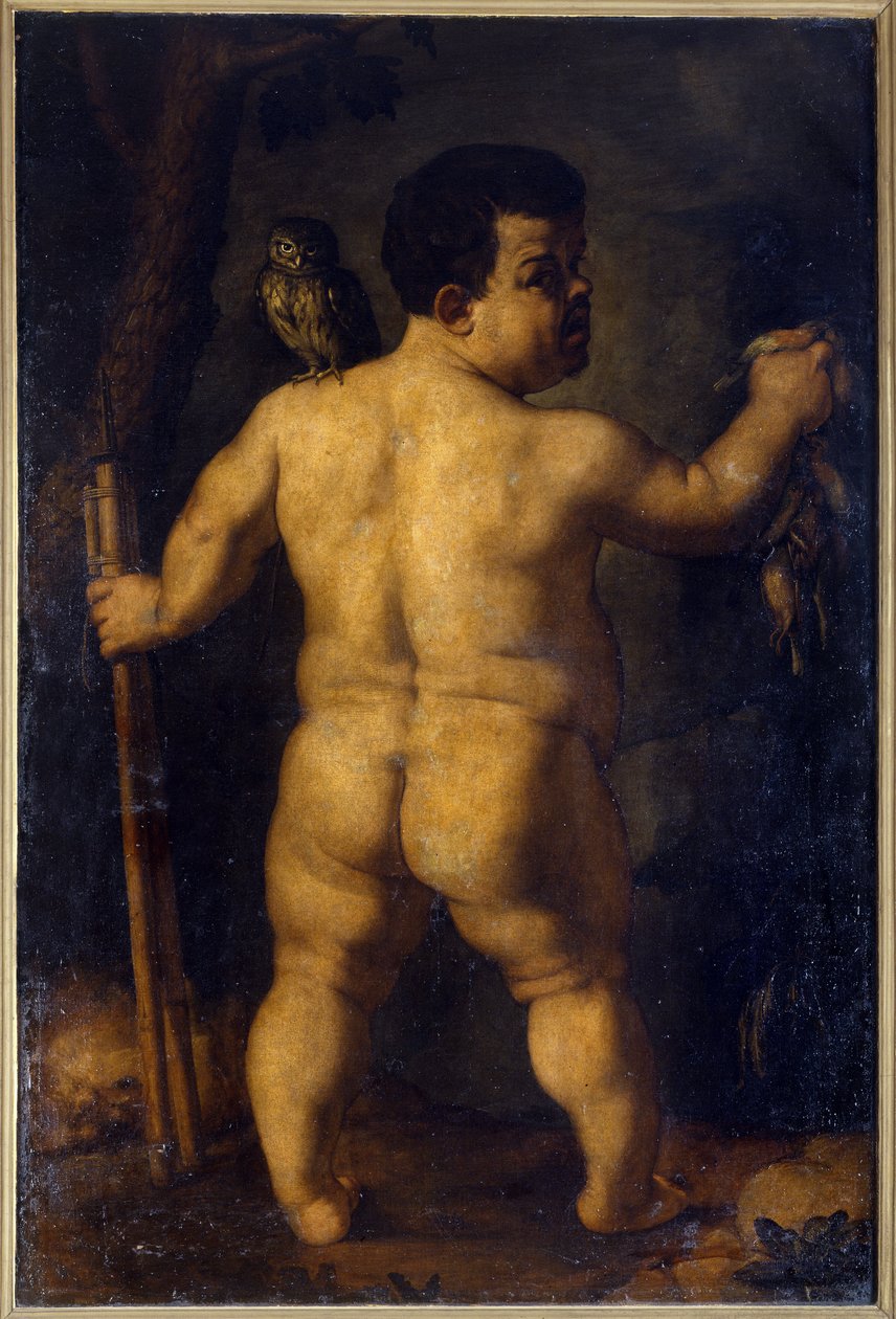 Nano Morgante. Porträtt av en av de mest kända dvärgarna vid Cosimo I:s hov av Medicis (andra hälften av 1500-talet). Peinture de Agnolo Allori, kallad brons (1503 - 1572) av Agnolo Bronzino