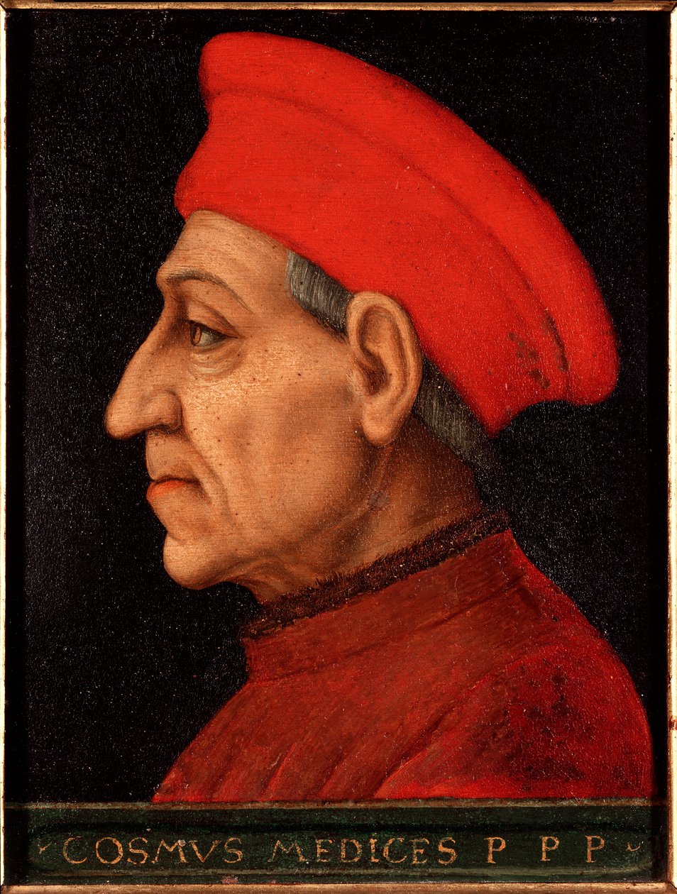 Porträtt av Cosimo (Cosimo de Medici), känd som Cosimo den gamle Medici (1389-1464) Målning av Allori Angelo di Cosimo dit Bronzino (1503-1572) Palace Medici-Riccardi (Medici Riccardi) Florens av Agnolo Bronzino