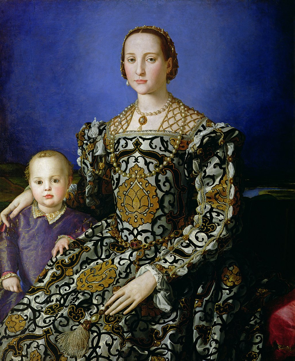 Porträtt av Eleanor av Toledo och hennes son, Giovanni de Medici, ca 1544-45 (tempera på panel) av Agnolo Bronzino
