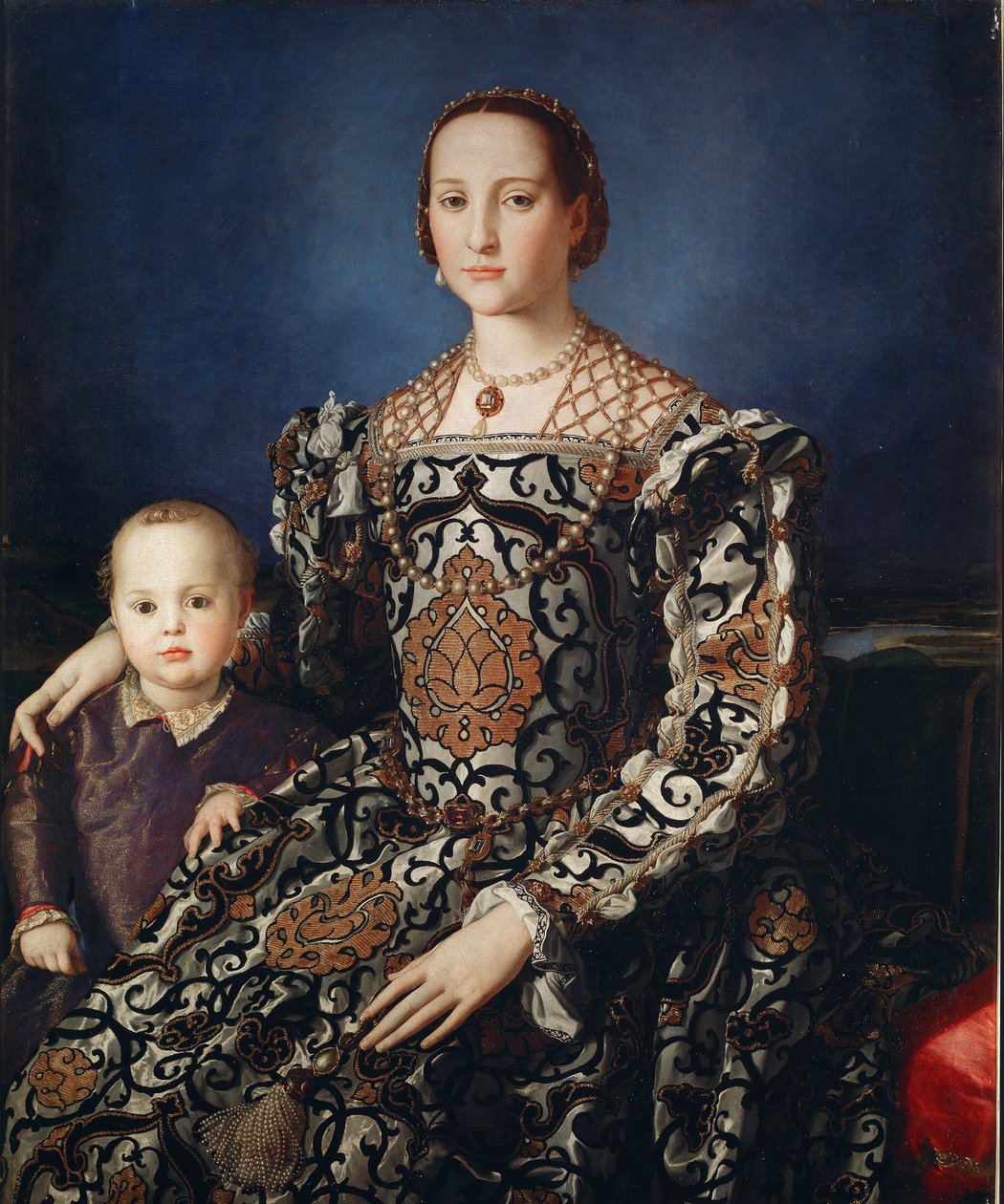Porträtt av Eleonora da Toledo med sin son Giovanni - Olja på duk av Agnolo Bronzino