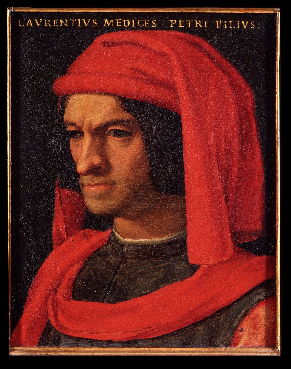 Porträtt av Laurent den magnifika (Lorenzo il Magnifico) (olja på koppar) av Agnolo Bronzino