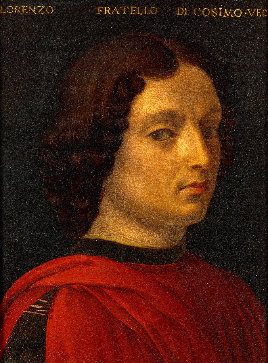 Porträtt av Lorenzo de Medici den äldre, av Agnolo Bronzino, cirka 1565-1569, olja på plåt av Agnolo Bronzino