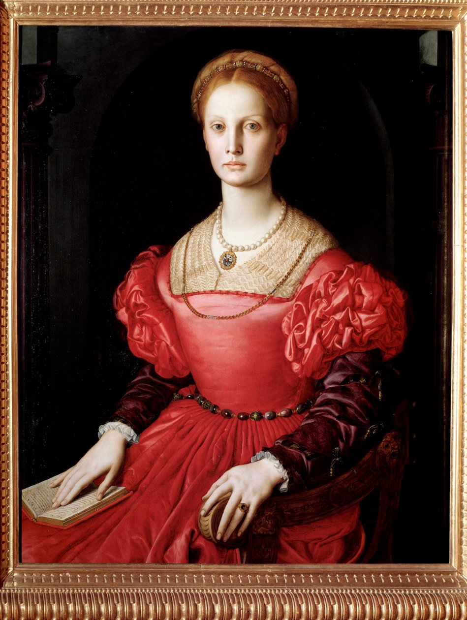 Porträtt av Lucrezia Panciatichi, hustru till Bartolomeo Panciatichi (olja på duk av Agnolo di Cosimo Bronzino