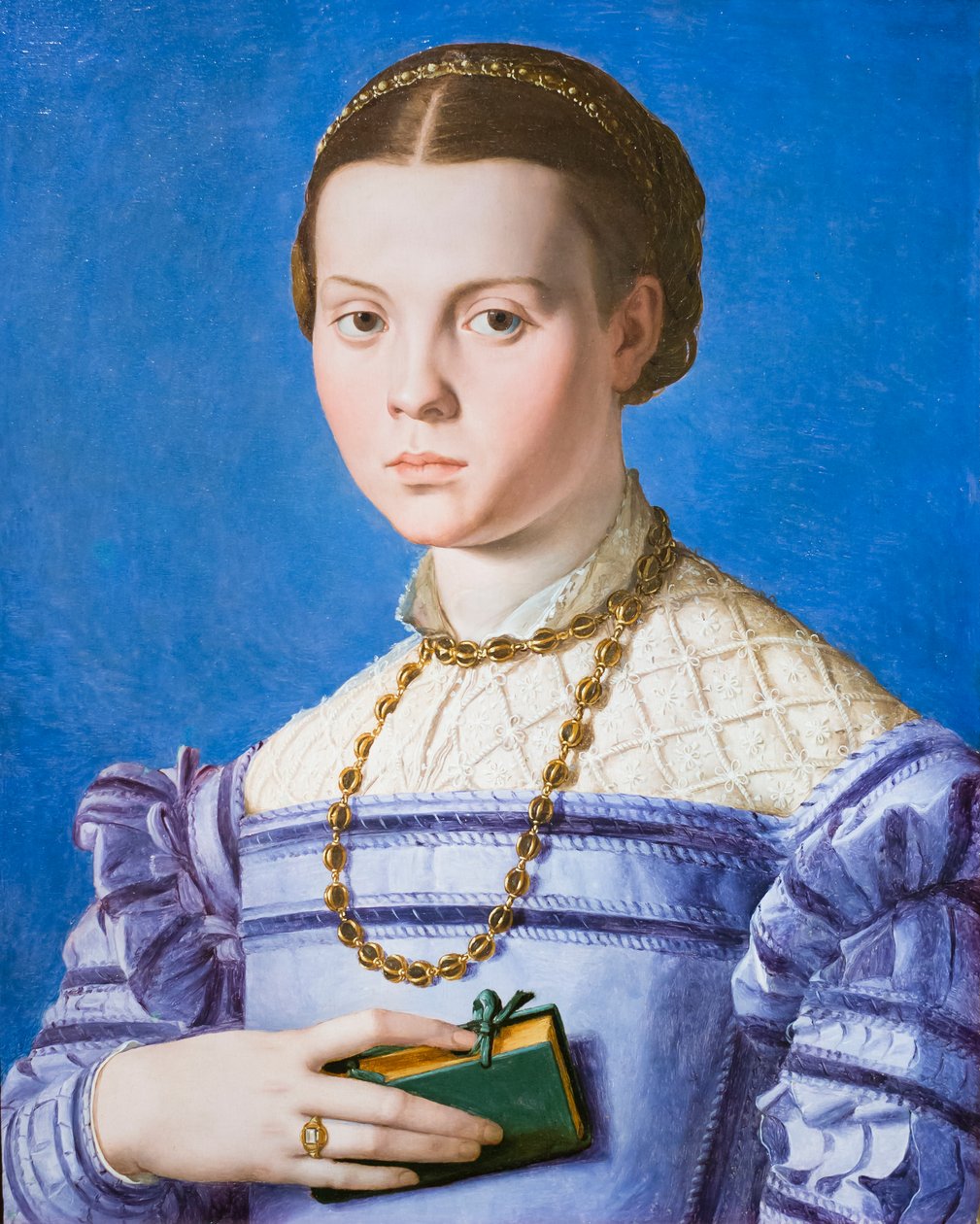 Porträtt av en flicka med en bok, möjligen Giulia av Alessandro de Medici av Agnolo Bronzino