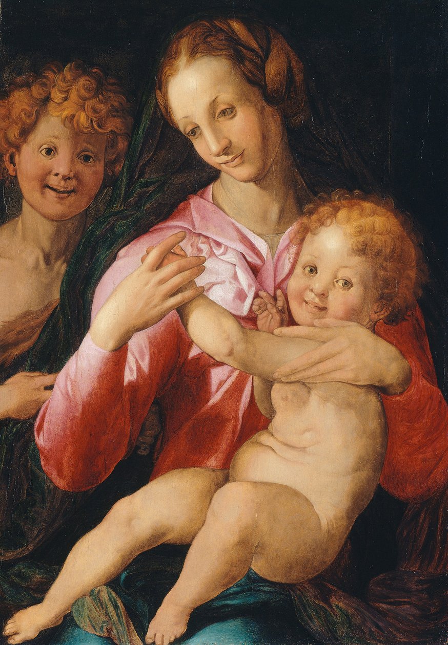Jungfru Maria med barnet och den unge Johannes Döparen av Agnolo di Cosimo Bronzino