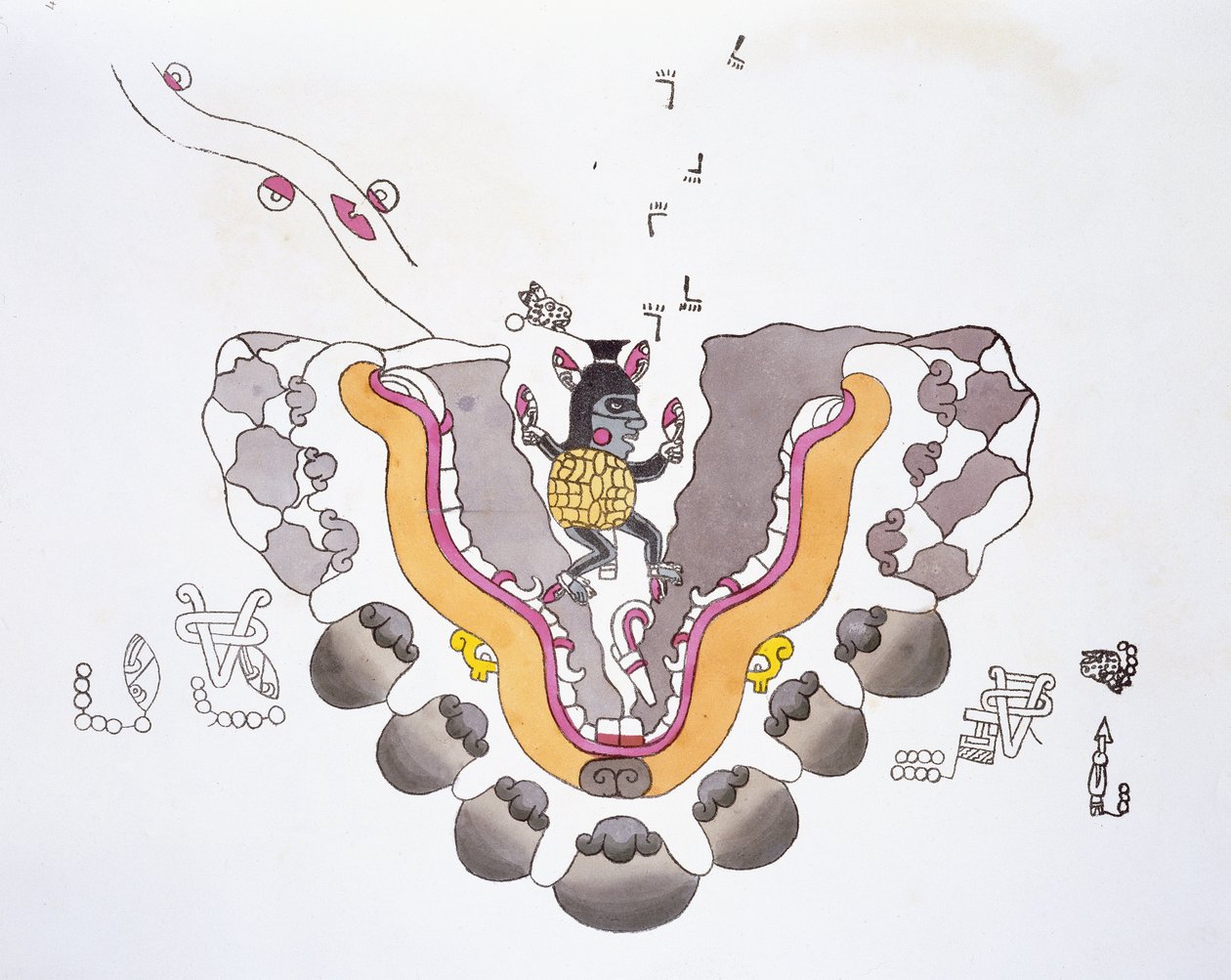 Illustration från "Antiquities of Mexico" av Edward King (1795-1837) Lord Kingsborough, publicerad 1831-48 av Agostino Aglio