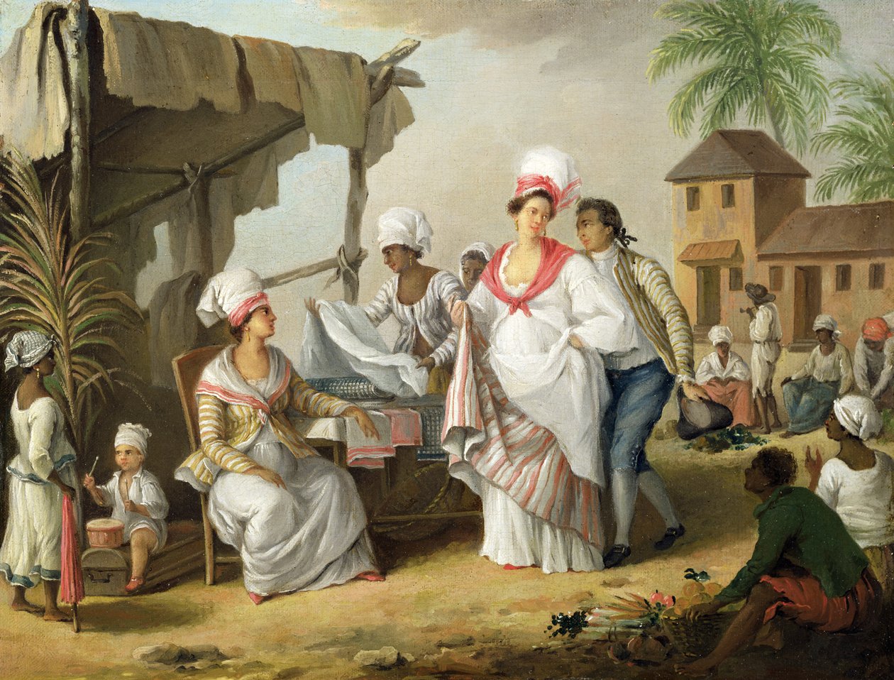 Linmarknaden, Roseau, Dominica, ca 1780 av Agostino Brunias