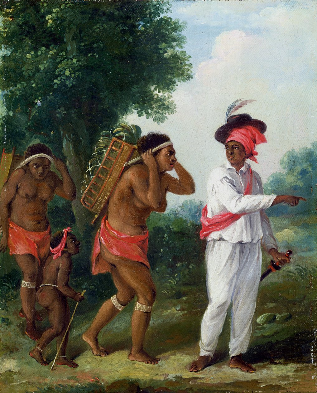 Västindisk man av färg, regisserar två karibiska kvinnor med ett barn, ca 1780 av Agostino Brunias