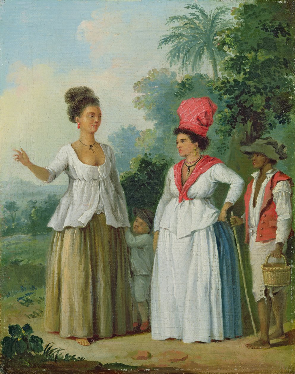 Västindiska kvinnor av färg, med ett barn och en svart tjänare, c.1780 av Agostino Brunias