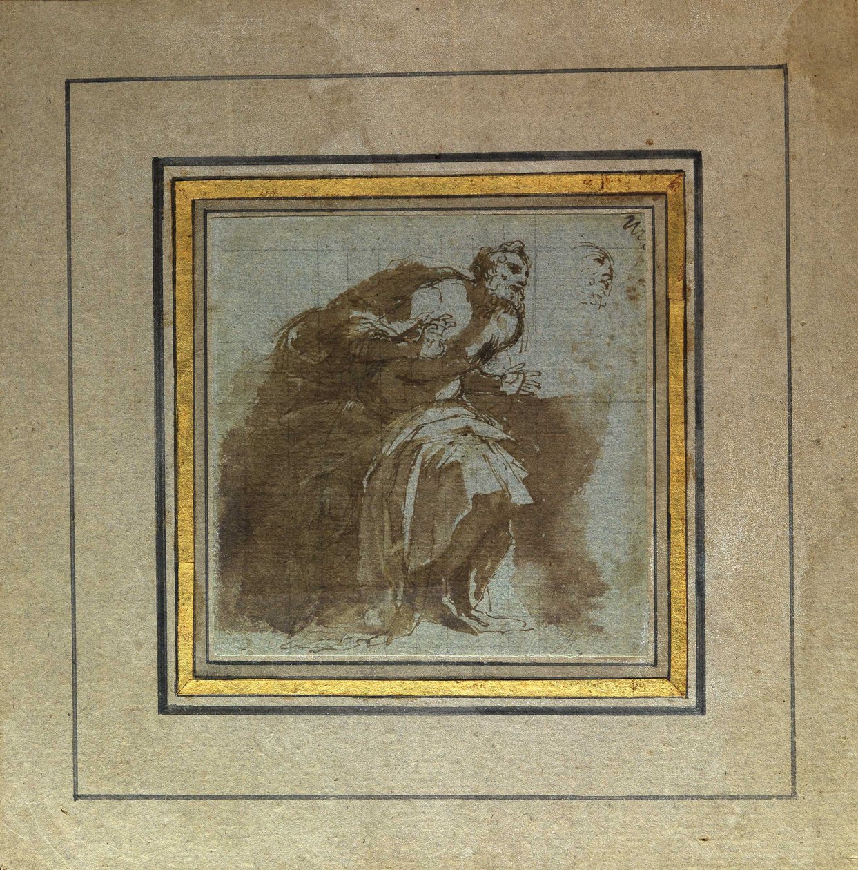 Astonished senile figure av Agostino Carracci