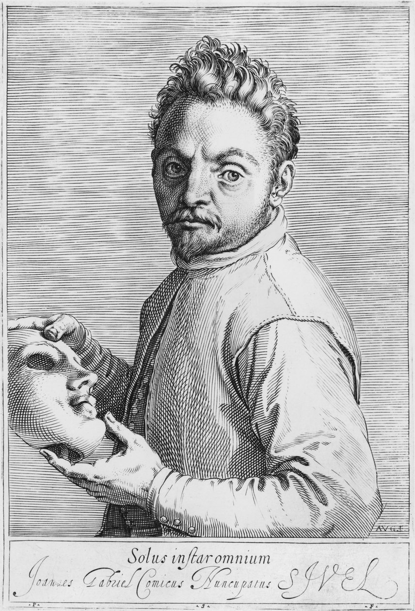 Skådespelaren Jean Gabriel Swel av Agostino Carracci