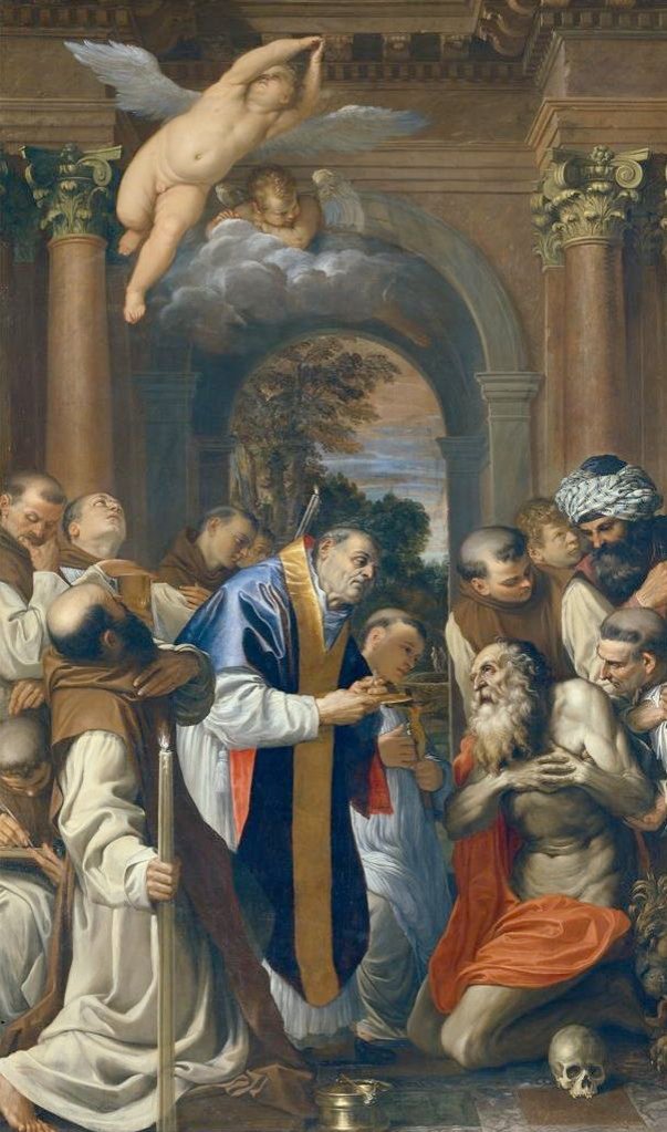 The Last Communion of St. Jerome  av Agostino Carracci