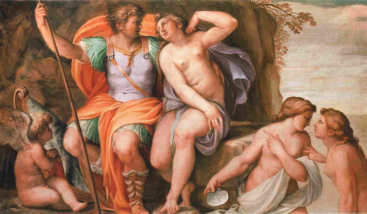 Venus and Mars, fresco by Agostino Carracci in the Palazzo del Giardino (Parma) av Agostino Carracci