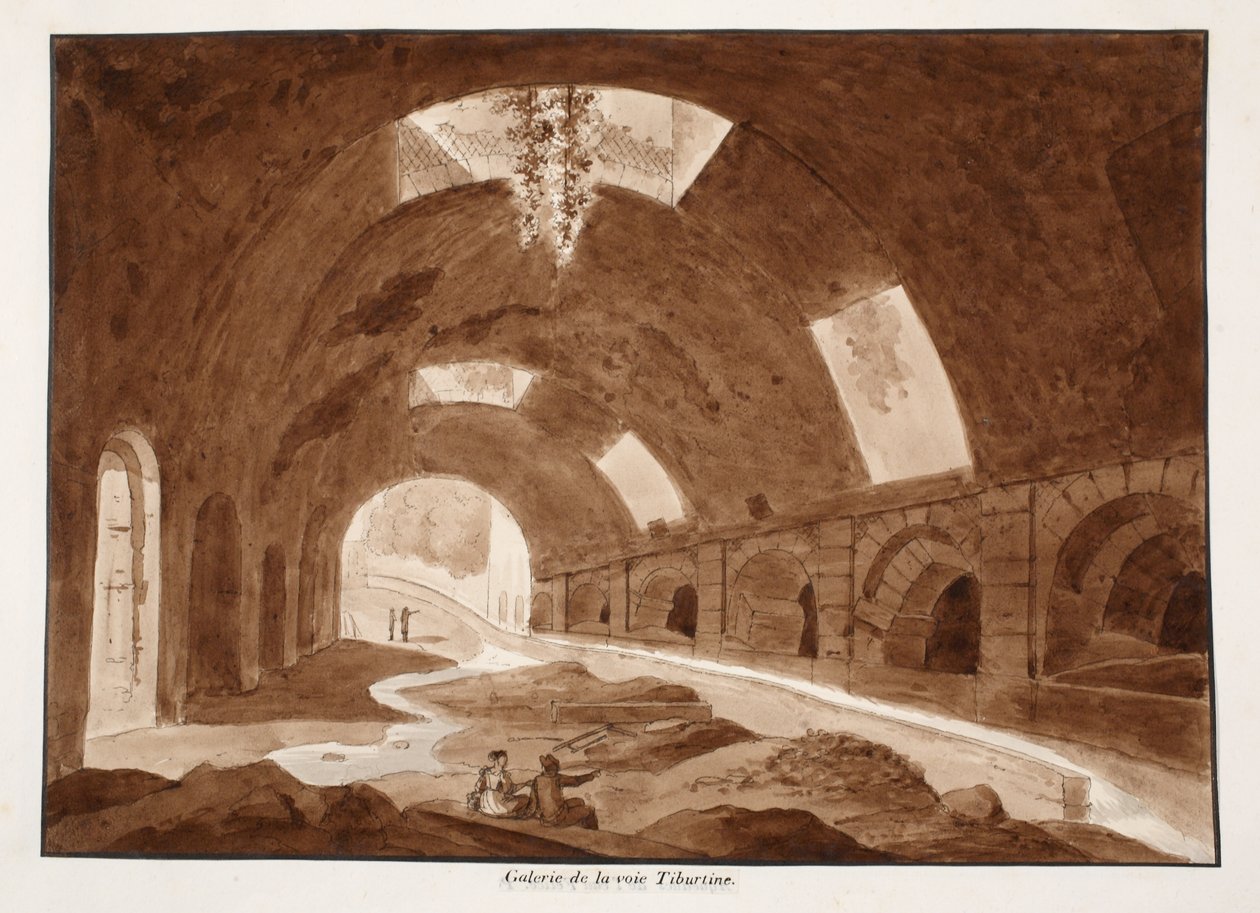Ett galleri i Via Tiburtina, 1833 (etsning med brun tvätt) av Agostino Tofanelli