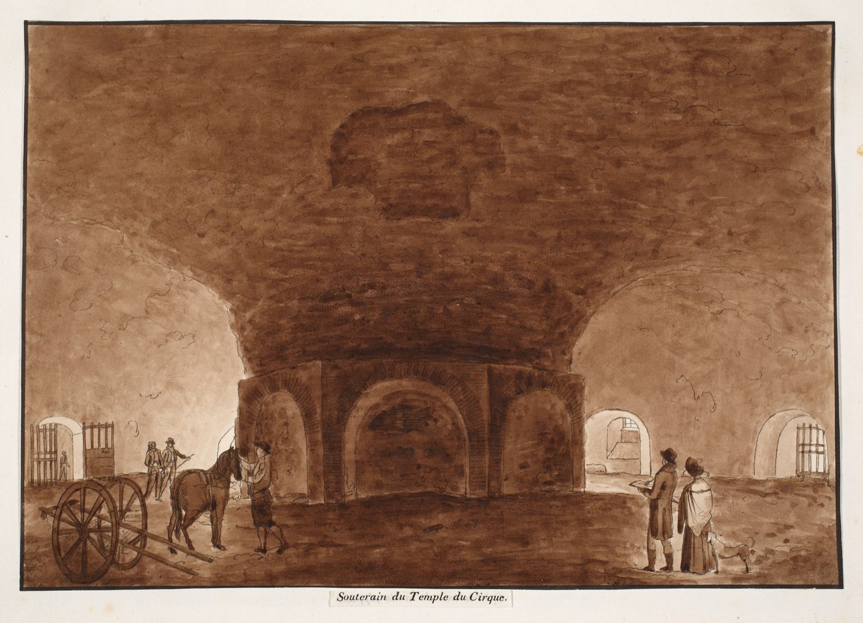 Cirkustemplets källare, 1833 (etsning med brun tvätt) av Agostino Tofanelli