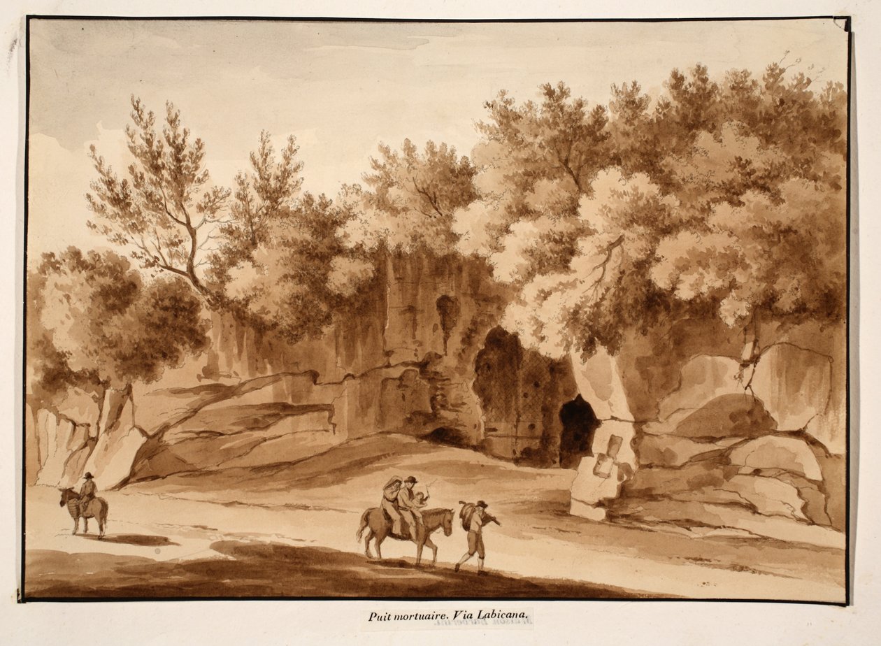 Gravkammare, Via Labicana, 1833 (etsning med brun tvätt) av Agostino Tofanelli