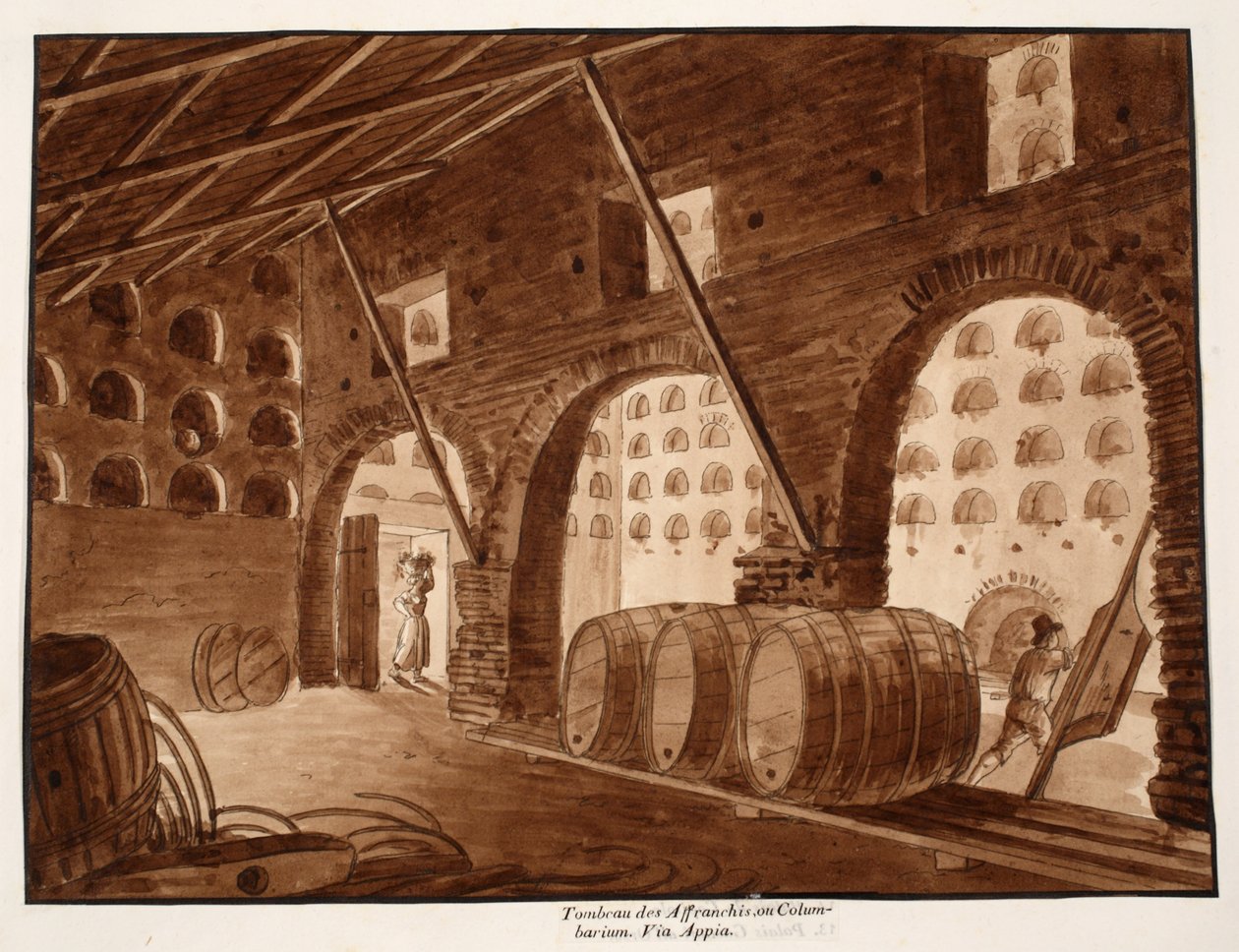 Columbarium för de frigivna i Augustus, 1833 (etsning med brun tvätt) av Agostino Tofanelli