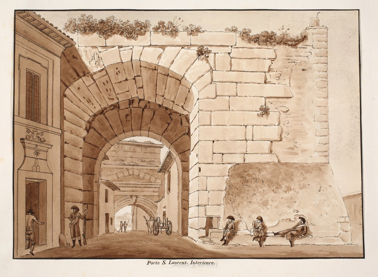 Interiör av Porta San Lorenzo, 1833 (etsning med brun tvätt) av Agostino Tofanelli