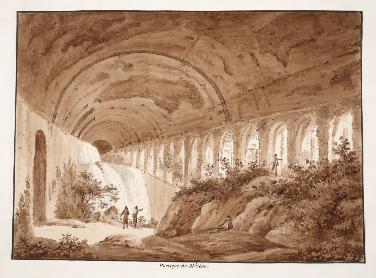 Portik av Villa Maecenas, 1833 (etsning med brun tvätt) av Agostino Tofanelli