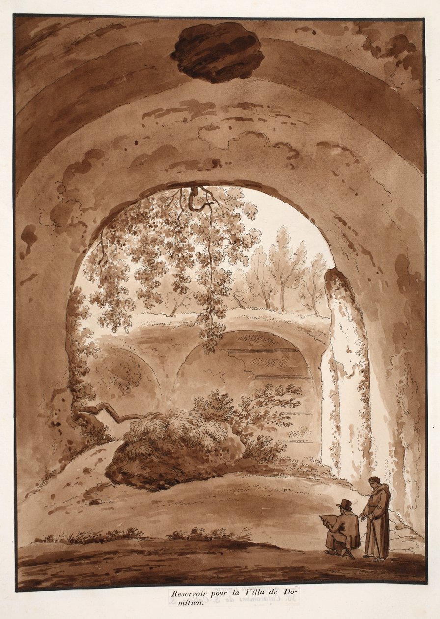 Reservoar för Domitianus villa, 1833 (etsning med brun tvätt) av Agostino Tofanelli