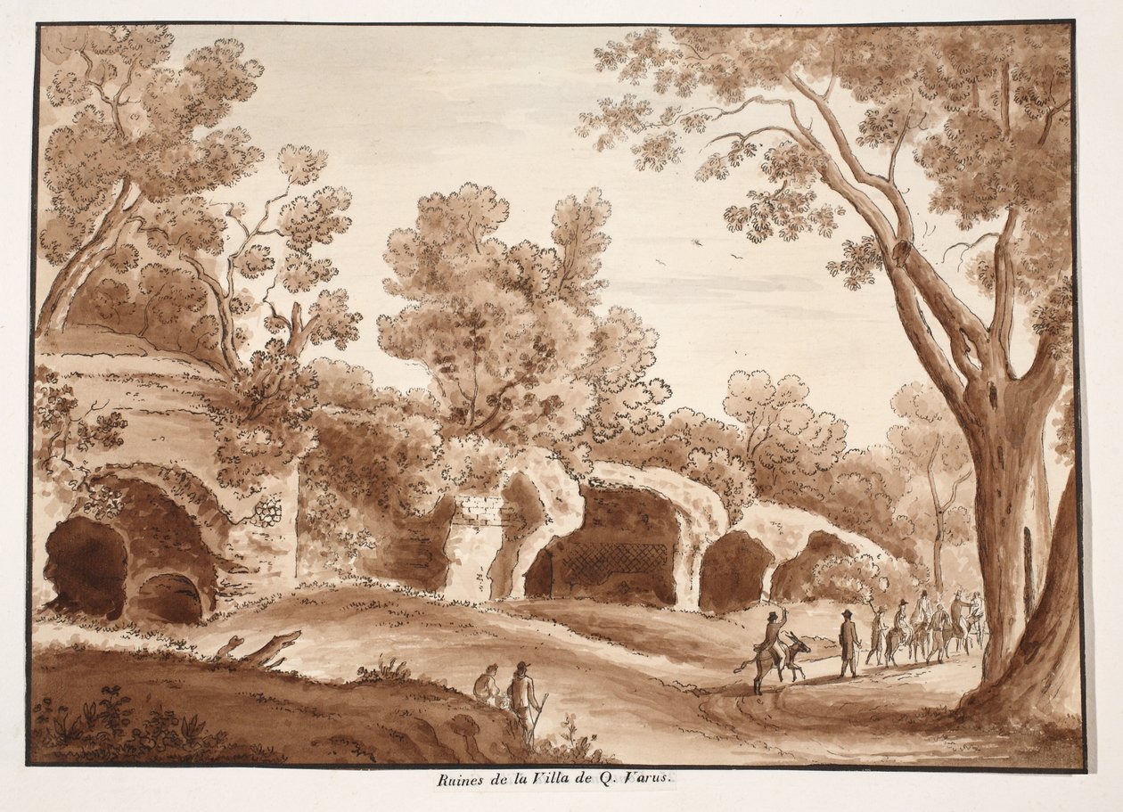 Ruinerna av Quintilius Varus villa, 1833 (etsning med brun tvätt) av Agostino Tofanelli