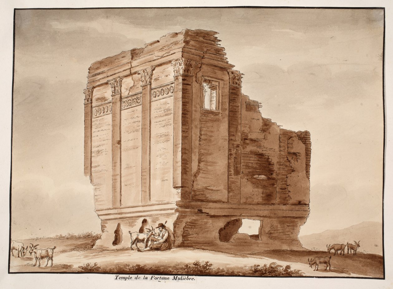Fortuna Muliebre-templet, 1833 (etsning med brun tvätt) av Agostino Tofanelli
