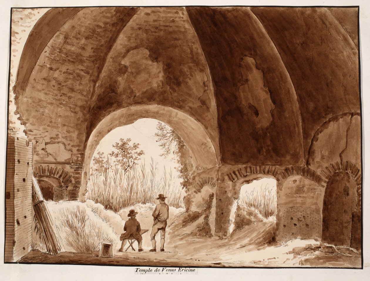 Venus Ericines tempel, 1833 (etsning med brun tvätt) av Agostino Tofanelli