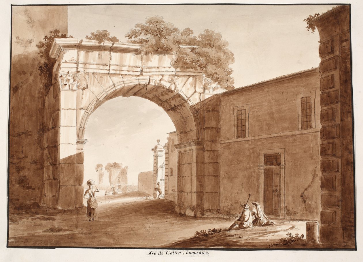 Gallienus båge, 1833 (etsning med brun tvätt) av Agostino Tofanelli