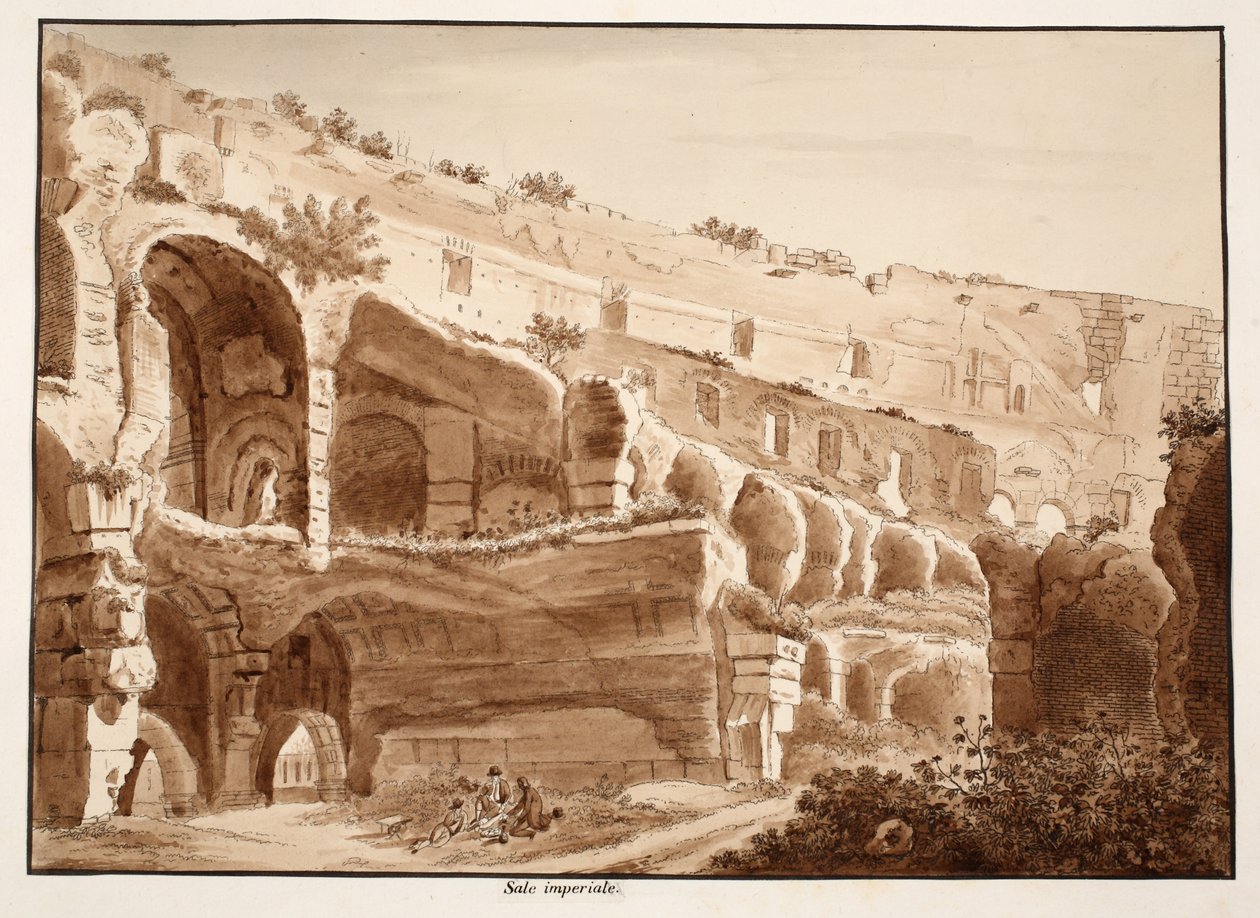 The Imperial Room, 1833 (etsning med brun tvätt) av Agostino Tofanelli