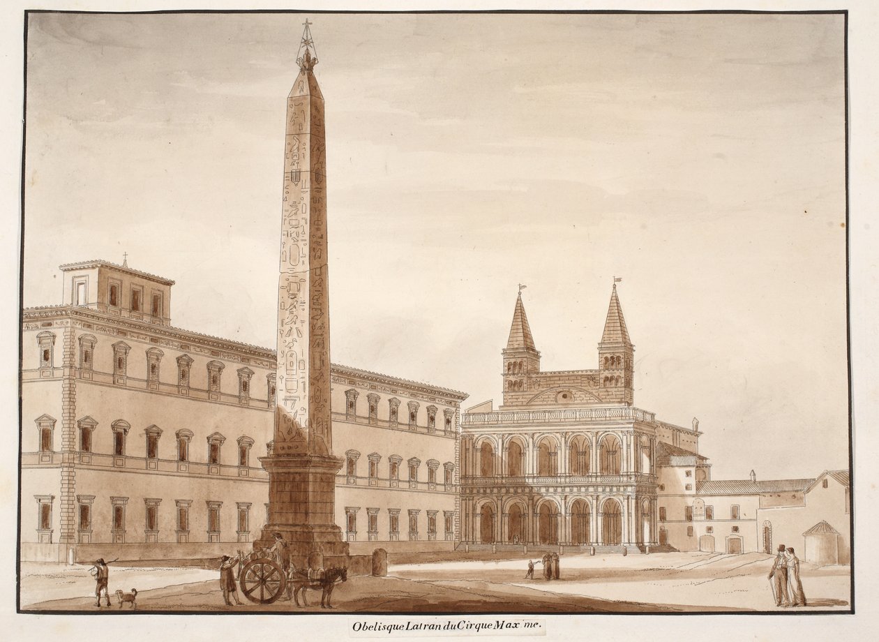 Lateranobelisken från Circus Maximus, 1833 (etsning med brun tvätt) av Agostino Tofanelli