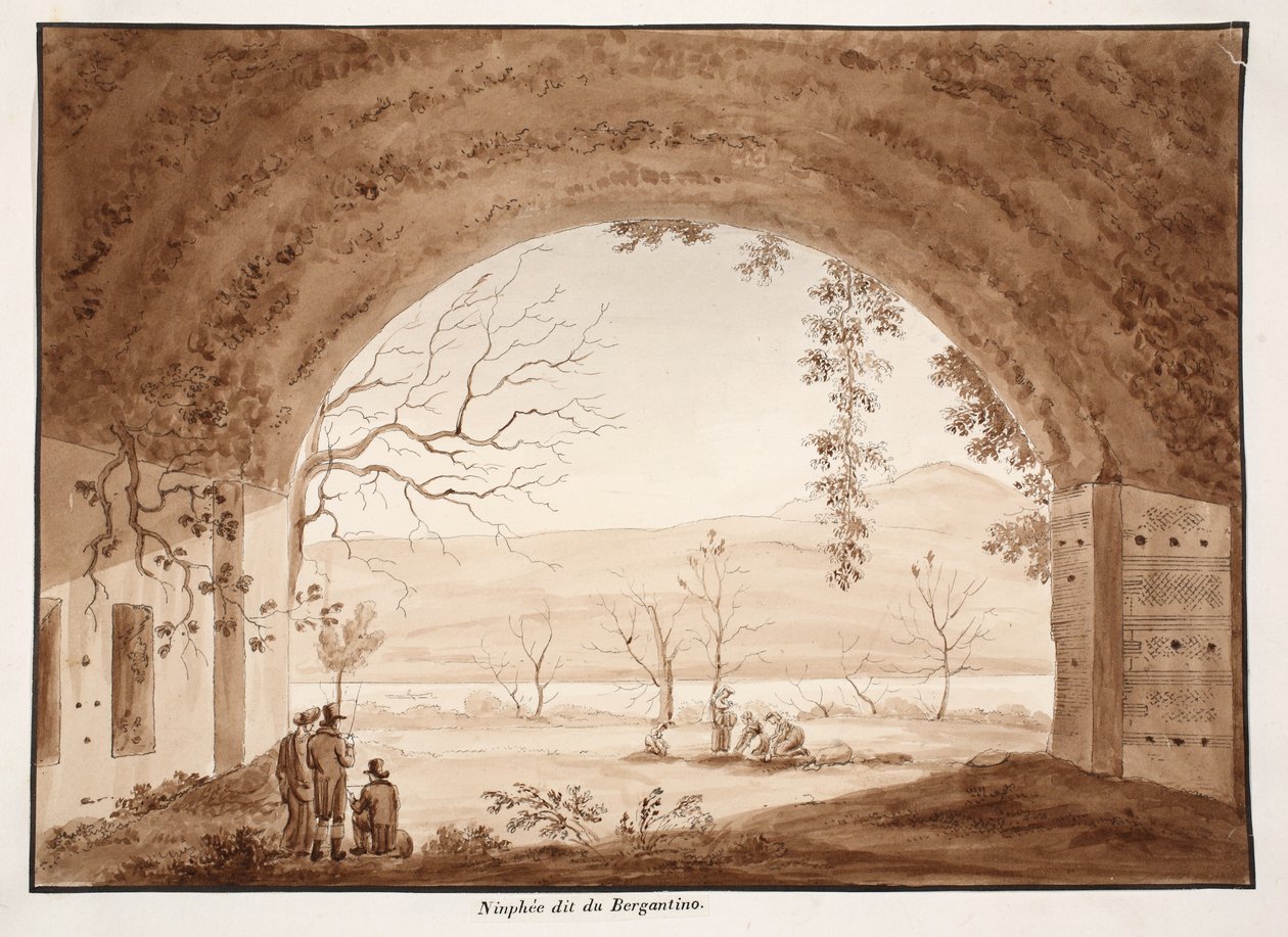 Ninfeo Bergantino, 1833 (etsning med brun tvätt) av Agostino Tofanelli