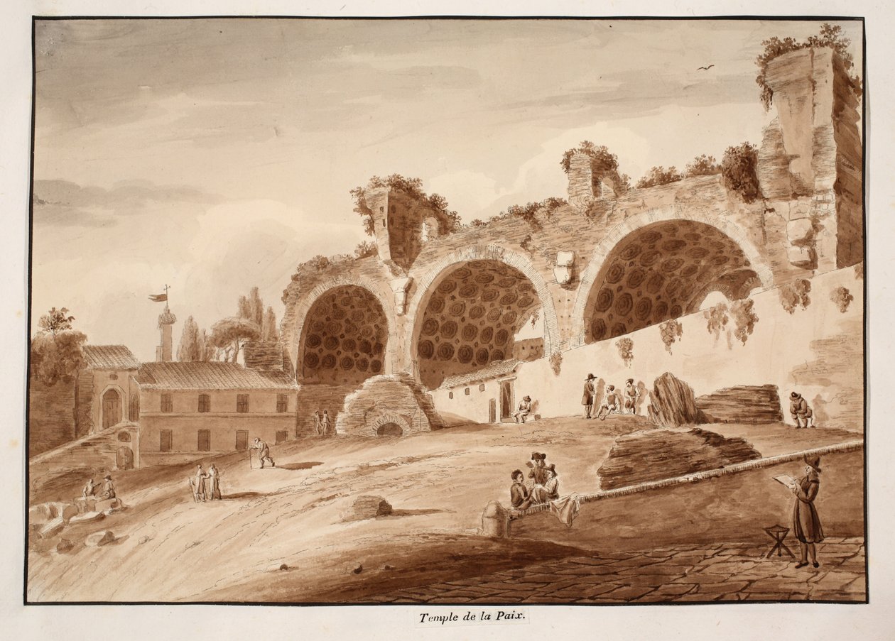 Fredens tempel, 1833 (etsning med brun tvätt) av Agostino Tofanelli