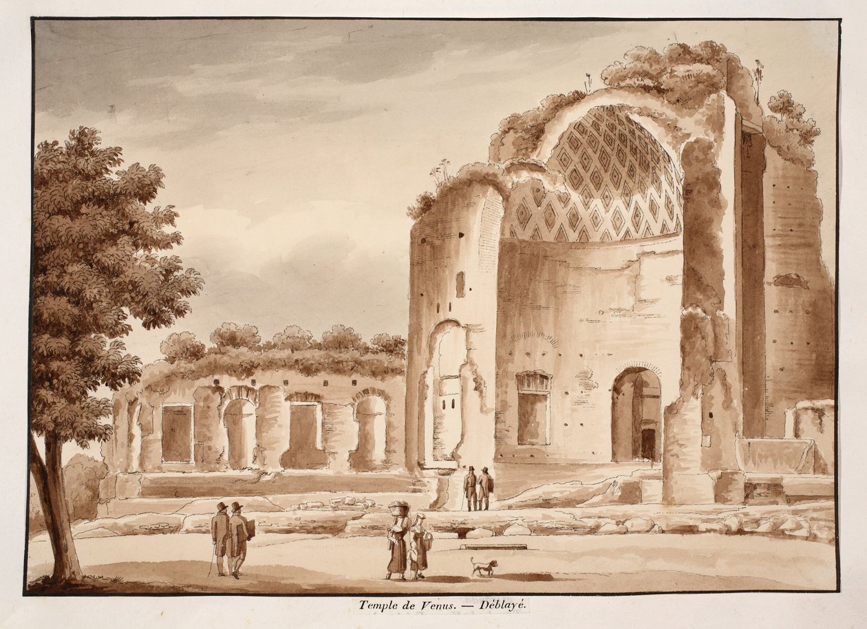 Venus tempel efter att ha rensats, 1833 (etsning med brun tvätt) av Agostino Tofanelli
