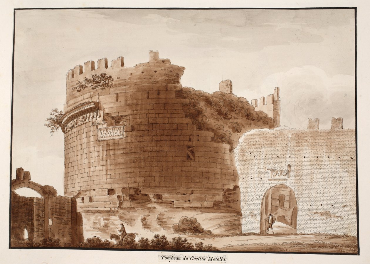 Cecilia Metellas grav, 1833 (etsning med brun tvätt) av Agostino Tofanelli