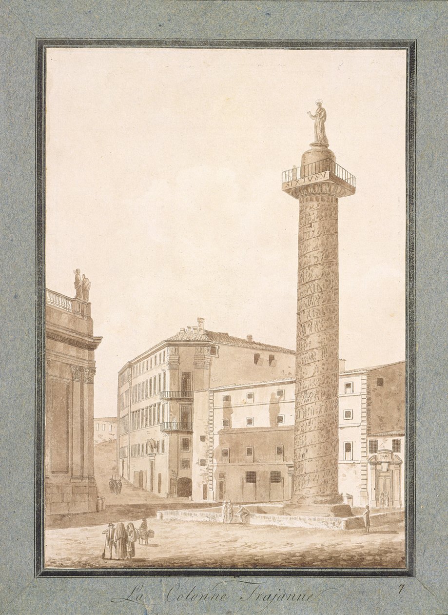 Trajanus kolumn, Rom (penna och bläck och sepiatvätt på papper) av Agostino Tofanelli
